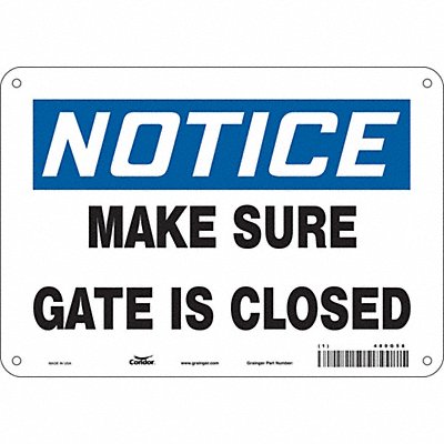 CONDOR 480G58 Safety Sign 7 in x 10 in Polyethylene