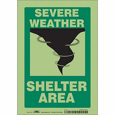CONDOR 480J24 K1737 Safety Sign 10 in x 7 in Glow Vinyl