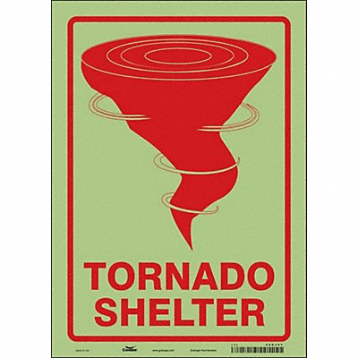 CONDOR 480J41 K1739 Safety Sign 14 in x 10 in Glow Vinyl