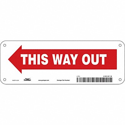 CONDOR 480K18 J7056 Safety Sign 3 1/2 in x 10 in Aluminum