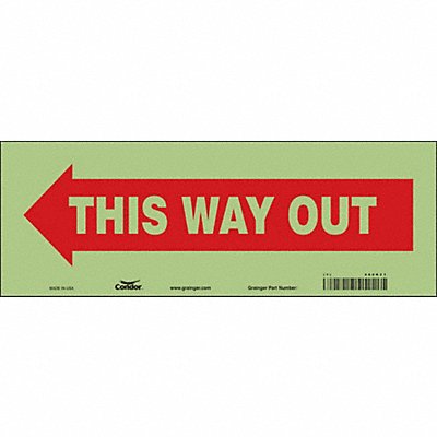 CONDOR 480K21 Safety Sign 5 in x 14 in Glow Vinyl