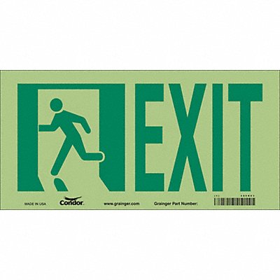 CONDOR 480K83 Safety Sign 7 in x 15 in Glow Vinyl