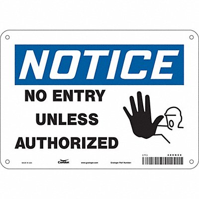 CONDOR 480N60 Safety Sign 7 in x 10 in Aluminum