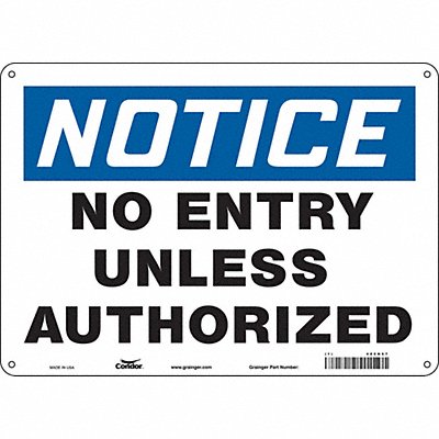 CONDOR 480N67 Safety Sign 10 in x 14 in Aluminum