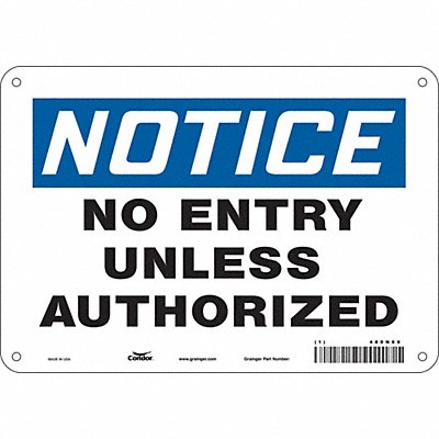 CONDOR 480N69 Safety Sign 7 in x 10 in Polyethylene