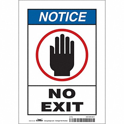 CONDOR 480N85 Safety Sign 10 in x 7 in Vinyl