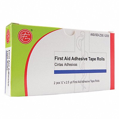 GRAINGER 99990201 First Aid Tape 2 1/2yd 1/2 W White PK2