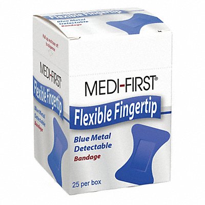 GRAINGER 66073 Fingertip Bandages Metal Detect PK25
