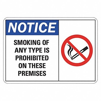 LYLE LCU10030RA10x7 No Smoking Sign 7 in x 10 in Aluminum