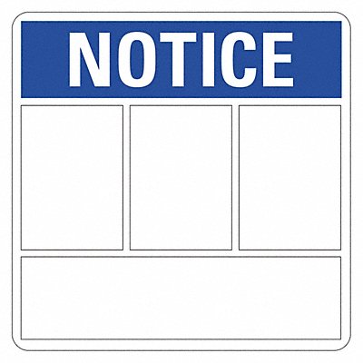 LYLE LCU12001NP10x10 Notice Sign Blank 10 in x 10 in Plastic