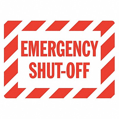 LYLE U71060GA14x10 Aluminum Emergency Shut Off Sign 10x14in