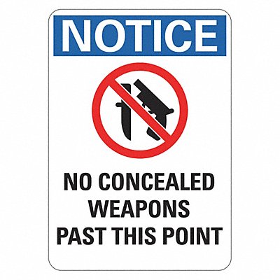 LYLE LCU10093RA10x14 Reflective Weapons Notice Sign 14x10in Alum