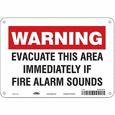 CONDOR 485J04 Safety Sign 7 in x 10 in Aluminum
