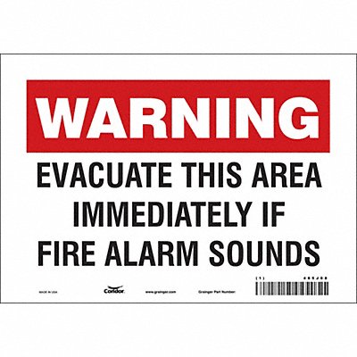 CONDOR 485J08 Safety Sign 7 in x 10 in Vinyl