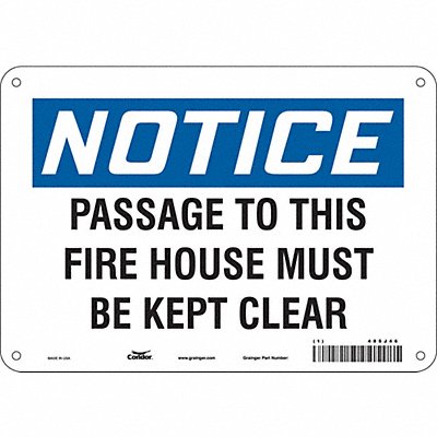 CONDOR 485J46 Safety Sign 7 in x 10 in Polyethylene