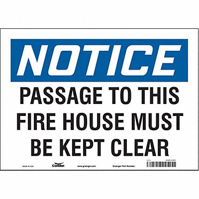 CONDOR 485J49 Safety Sign 10 in x 14 in Vinyl
