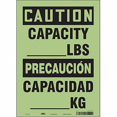 CONDOR 485J77 Safety Sign 14 in x 10 in Glow Vinyl