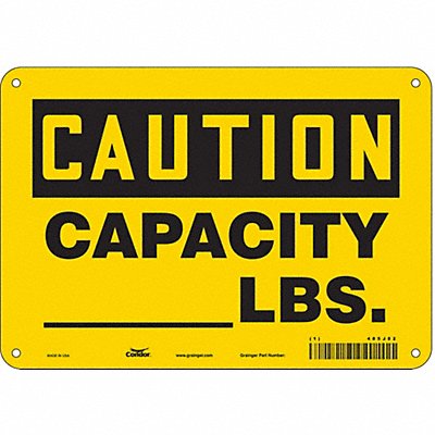 CONDOR 485J82 Safety Sign 7 in x 10 in Polyethylene