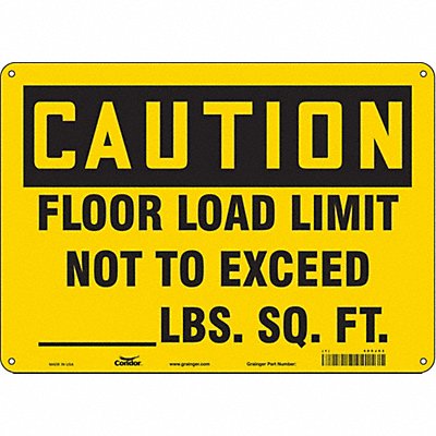 CONDOR 485J93 Safety Sign 10 in x 14 in Aluminum
