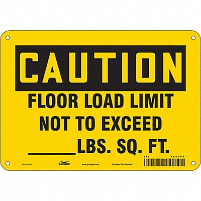 CONDOR 485J94 Safety Sign 7 in x 10 in Polyethylene