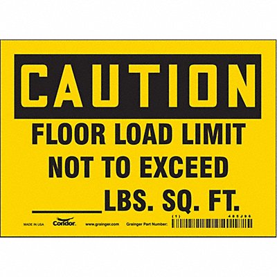 CONDOR 485J96 Safety Sign 5 in x 7 in Vinyl