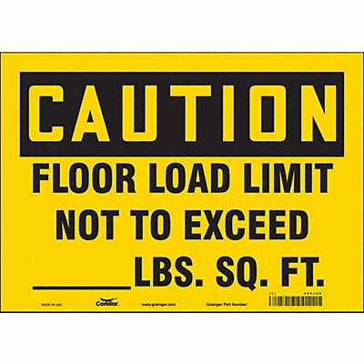 CONDOR 485J98 Safety Sign 10 in x 14 in Vinyl
