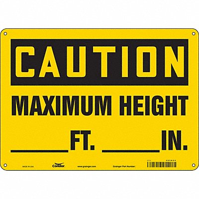 CONDOR 485K09 Safety Sign 10 inx14 in Polyethylene