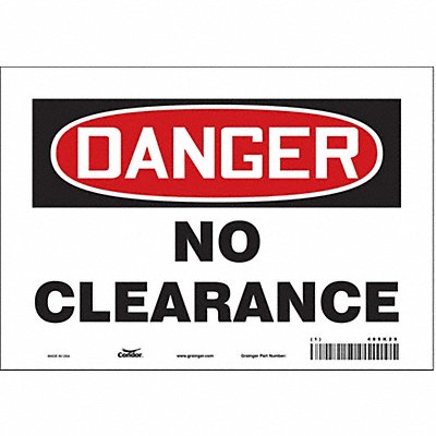 CONDOR 485K29 Safety Sign 7 in x 10 in Vinyl