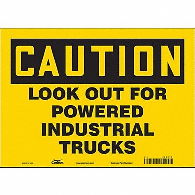 CONDOR 485K76 Safety Sign 10 in x 14 in Vinyl
