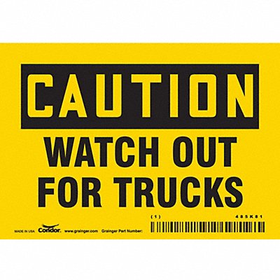 CONDOR 485K81 Safety Sign 3.5in x 5in Vinyl