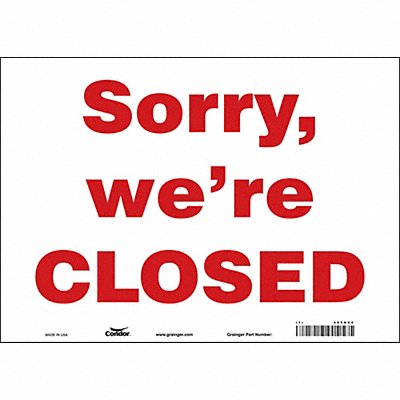 CONDOR 485N04 Safety Sign 10 in x 14 in Vinyl