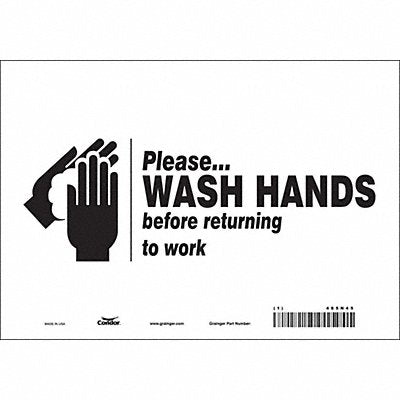 CONDOR 485N45 Safety Sign 7 in x 10 in Vinyl