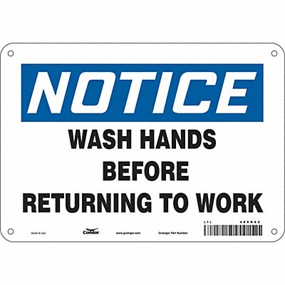 CONDOR 485N82 J7172 Safety Sign 7 in x 10 in Polyethylene