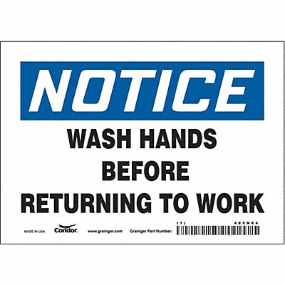 CONDOR 485N84 J7172 Safety Sign 5 in x 7 in Vinyl
