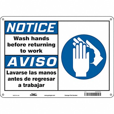CONDOR 485P08 Safety Sign 10 in x 14 in Aluminum