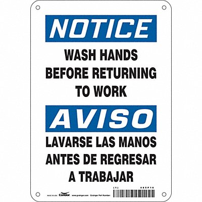 CONDOR 485P16 Safety Sign 10 in x 7 in Polyethylene