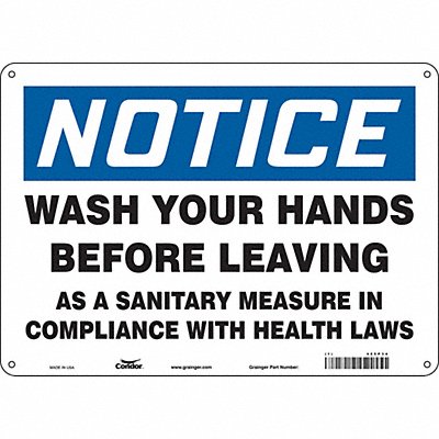 CONDOR 485P34 Safety Sign 10 in x 14 in Aluminum