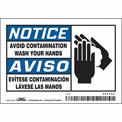 CONDOR 485P52 Safety Sign 3 1/2 in x 5 in Vinyl PK5