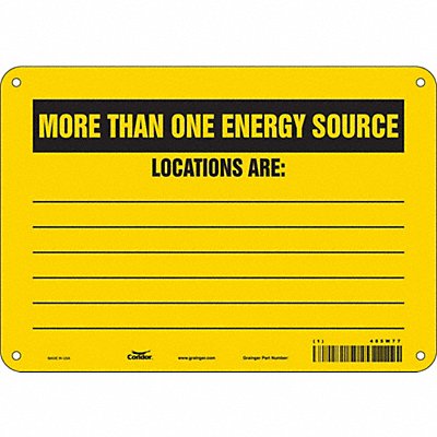 CONDOR 485W77 Safety Sign 7 in x 10 in Polyethylene