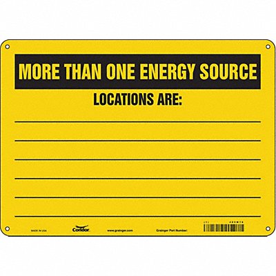 CONDOR 485W78 Safety Sign 10 in x 14 in Polyethylene