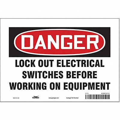 CONDOR 485X14 Safety Sign 7 inx10 in Vinyl