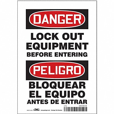 CONDOR 485X20 Safety Sign 10 inx7 in Vinyl
