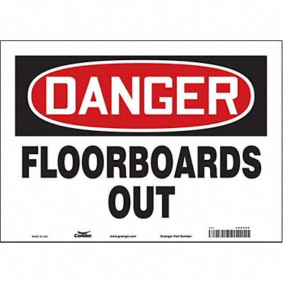 CONDOR 485X69 Safety Sign 10 in x 14 in Vinyl