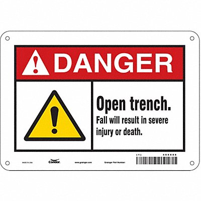 CONDOR 485X86 Safety Sign 7 in x 10 in Polyethylene