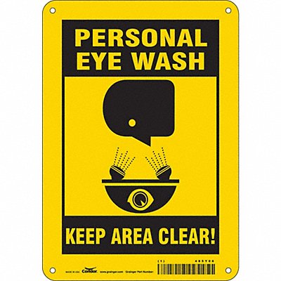 CONDOR 485Y06 Safety Sign 10 in x 7 in Polyethylene