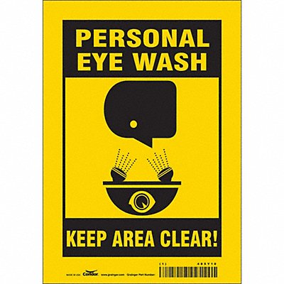CONDOR 485Y10 Safety Sign 10 in x 7 in Vinyl
