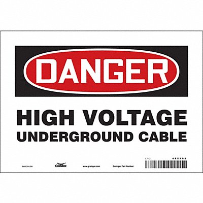 CONDOR 485Y89 Safety Sign 7 inx10 in Vinyl