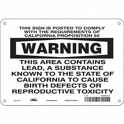 CONDOR 486C24 J8488 Chemical Sign 7 in x 10 in Aluminum