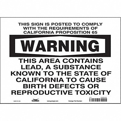 CONDOR 486C29 J8488 Safety Sign 10 inx14 in Vinyl