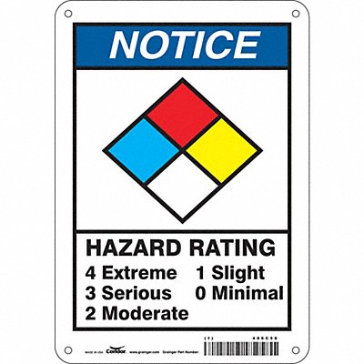 CONDOR 486C50 Chemical Sign 7 W 10 H 0.055 Thickness